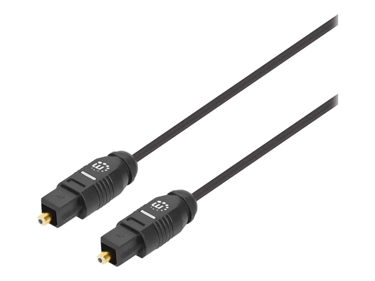 Manhattan Toslink Digital Optical AudioCable, 3m, Male/Male, Toslink S/PDIF, Gold plated contacts, Lifetime Warranty, Polybag - Digitales Audio-Kabel (optisch) - SPDIF - TOSLINK männlich zu TOSLINK männlich - 3 m - Glasfaser - Schwarz