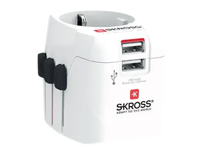 SKROSS World Travel Adapter PRO Light USB - Netzteil - Wechselstrom 100-250 V - weiß