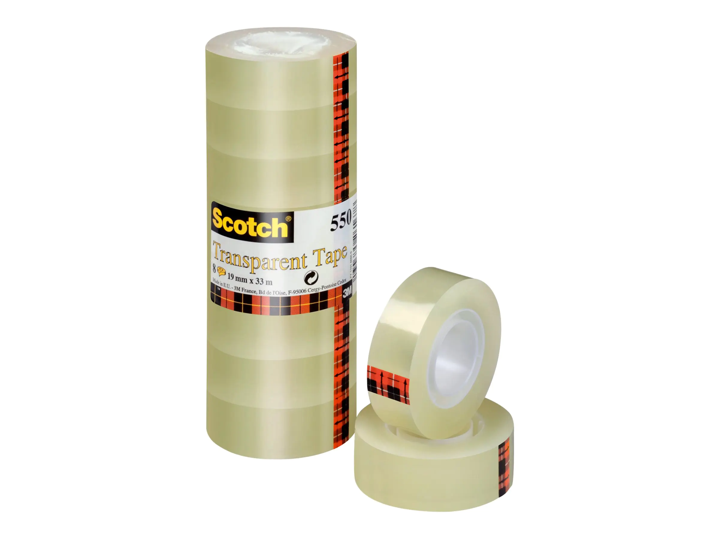 3M Scotch 550 - Büro-Klebeband - 19 mm x 33 m - Polypropylen - transparent (Packung mit 8) 5501933