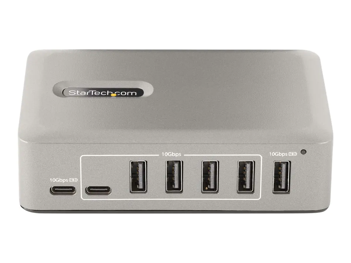 StarTech 10-Port USB-C Hub, 8x USB-A + 2x USB-C, Self-Powered w/ 65W Power Supply, USB 3.1 10Gbps Hub w/ BC1.2 Charging, Desktop/Laptop USB Hub with 3ft Locking USB-IF Certified Cable - USB Expansion Hub (10G8A2CS-USB-C-HUB) - Hub - 8 x USB 3.2 Gen 2