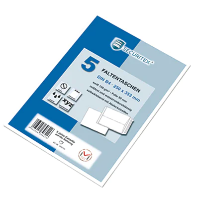 SECURITEX Faltentasche 30002547 B4 130g oF hk ws 5 St./Pack. SECURITEX Faltentasche 30002547 B4 130g oF hk ws 5 St./Pack.