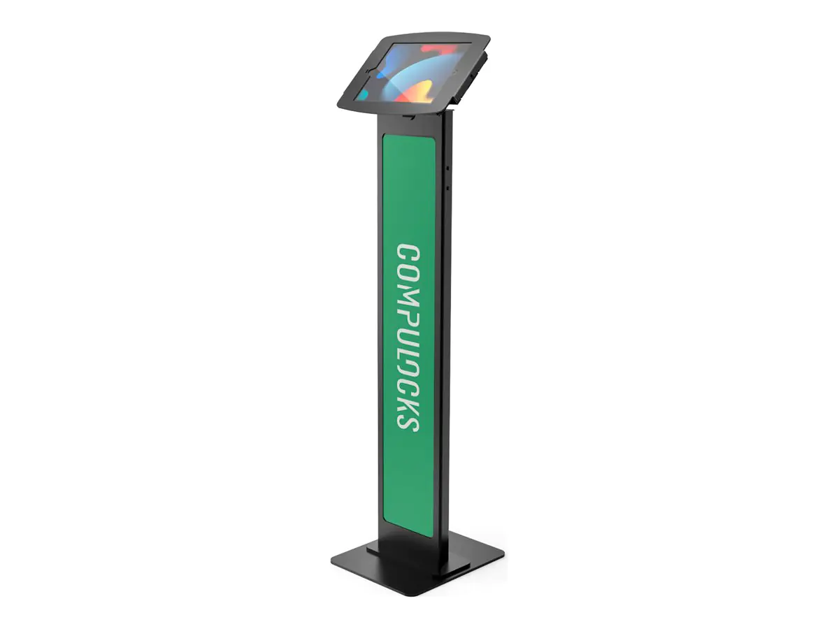 Compulocks iPad 10.2" Space Enclosure Brandable Floor Stand - Kiosk - Diebstahlschutz - für Tablett - verriegelbar - hochwertiges Aluminium - Schwarz - Bildschirmgröße: 25.9 cm (10.2") - Bodenaufstellung - für Apple 10.2-inch iPad (7. Generation, 8.
