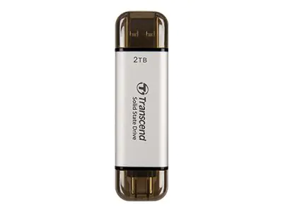 Transcend ESD310 - SSD - 1 TB - extern (tragbar) - USB 3.2 Gen 2x1 (USB-C Steckverbinder) - Silber