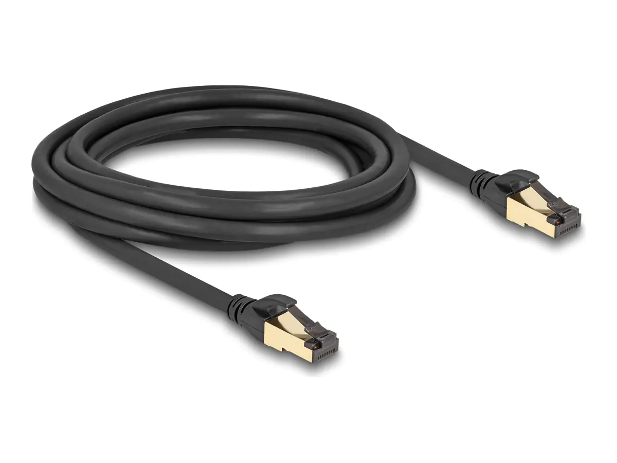 Delock - Netzwerkkabel - RJ-45 (M) zu RJ-45 (M) - 3 m - 6 mm - S/FTP - CAT 6a/7 - ohne Haken, innen/außen - Schwarz