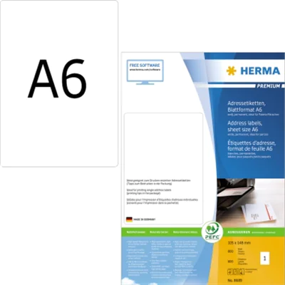 HERMA Adressetikett PREMIUM 8689 105x148mm weiß 800 St./Pack. HERMA Adressetikett PREMIUM 8689 105x148mm weiß 800 St./Pack.