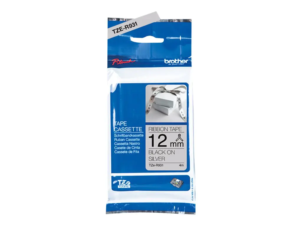 Brother TZe-R931 - Seidig - Schwarz auf Silber - Rolle (1,2 cm x 4 m) 1 Kassette(n) Band - für Brother PT-D210, D600, H110, H200; P-Touch PT-1005, E310, P900; P-Touch Cube Plus PT-P710 Brother TZe-R931 - Seidig - Schwarz auf Silber - Rolle (1,2 cm x 4 m) 1 Kassette(n) Band - für Brother PT-D210, D600, H110, H200; P-Touch PT-1005, E310, P900; P-Touch Cube Plus PT-P710