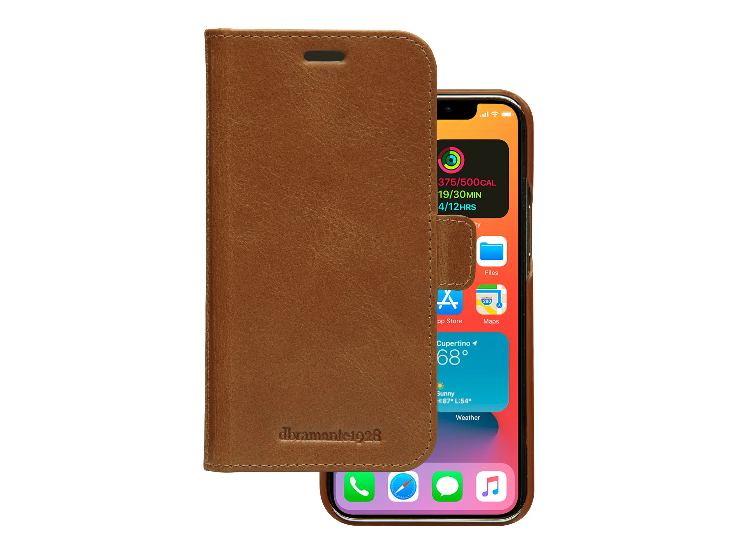 dbramante1928 Lynge - Flip-Hülle für Mobiltelefon - genarbtes Leder - Hellbraun - für Apple iPhone 12, 12 Pro