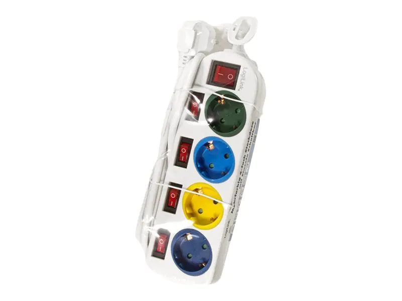 LogiLink Multicolor - Steckdosenleiste - Wechselstrom 250 V - 3680 Watt - Ausgangsanschlüsse: 4 (4 x CEE 7/3) LPS257