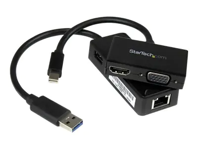 StarTech 3-in-1 Adapter Kit für Surface und Surface Pro / Surface Pro 3 / Surface 3 - mDP auf HDMI oder VGA - USB 3.0 zu GbE - Notebook-Zubehörpaket - Schwarz - für Microsoft Surface 3, Pro 2, Pro 3, Pro 4