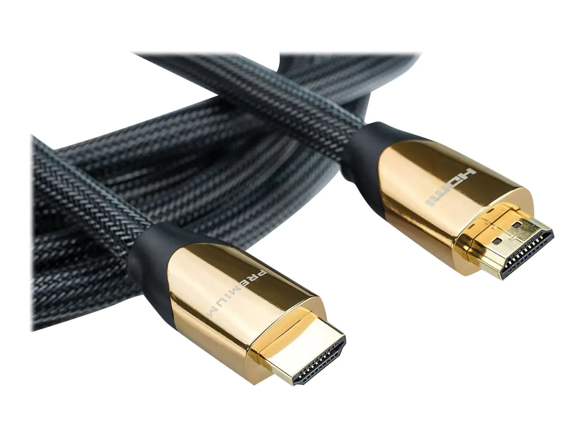 Roline Premium - HDMI mit Ethernetkabel - HDMI (M) bis HDMI (M) - 2 m - Doppelisolierung - Nylon Black - 4K Unterstützung