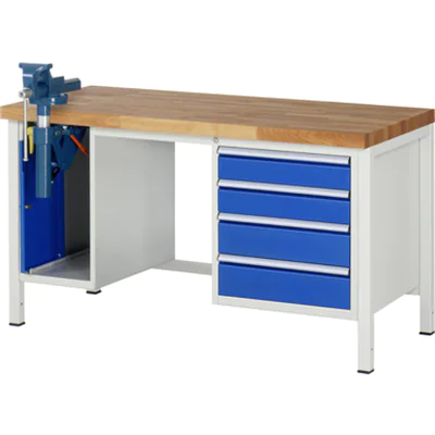 RAU Werkbank 8000 1.500 x 840-1.040 x 700 mm (B x H x T) enzianblau lichtgrau