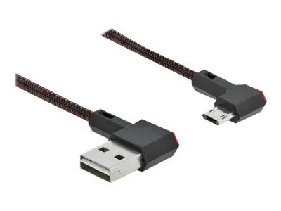 Delock Easy - USB-Kabel - USB (M) links/rechts abgewinkelt, umkehrbar zu Micro-USB Typ B (M) links/rechts abgewinkelt, umkehrbar - USB 2.0 - 2 m - Schwarz