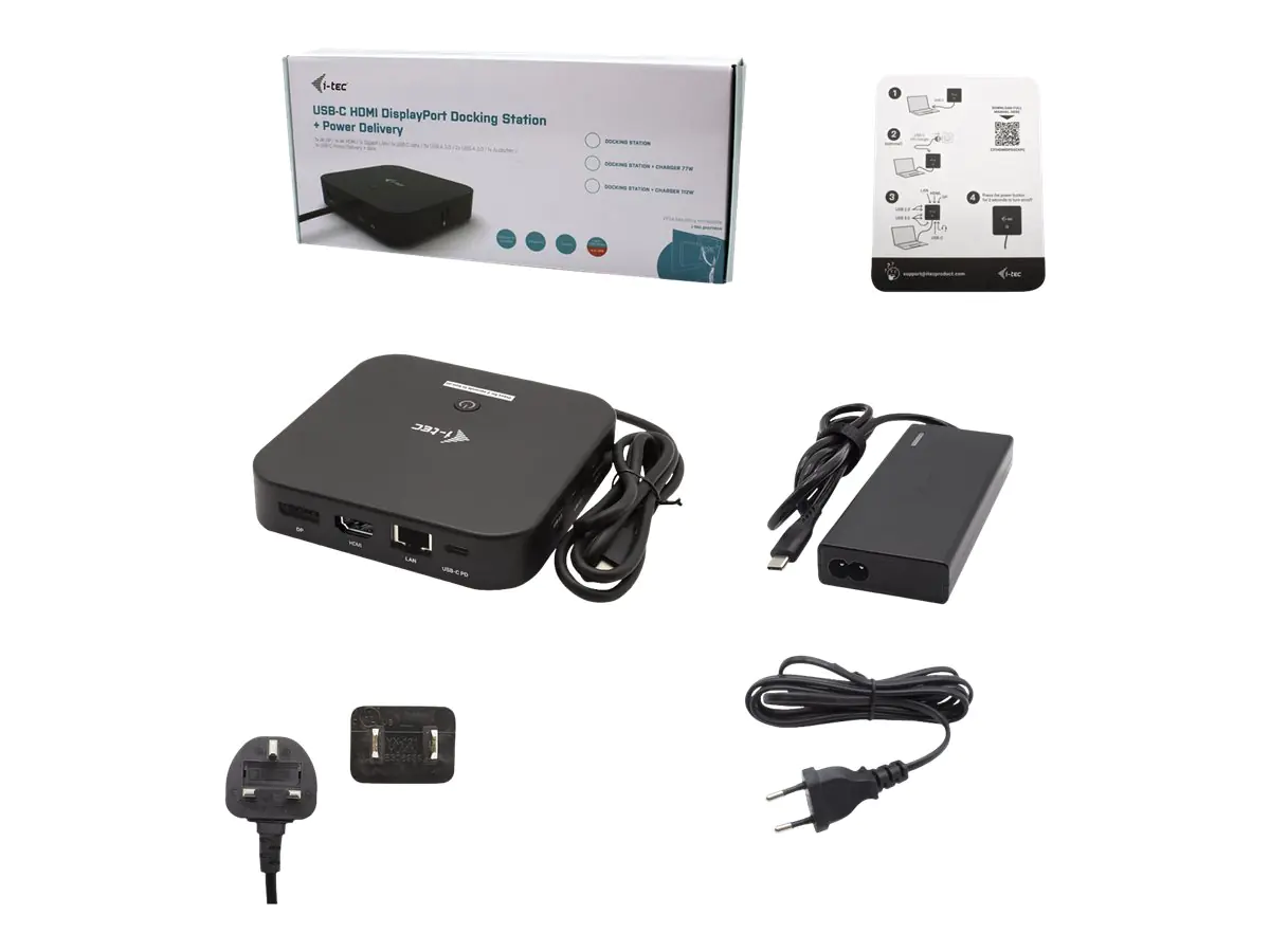 i-Tec - Dockingstation - USB-C / Thunderbolt 3 - DP, HDMI - 1GbE - 77 Watt - mit i-Tec Universal Charger 77 W