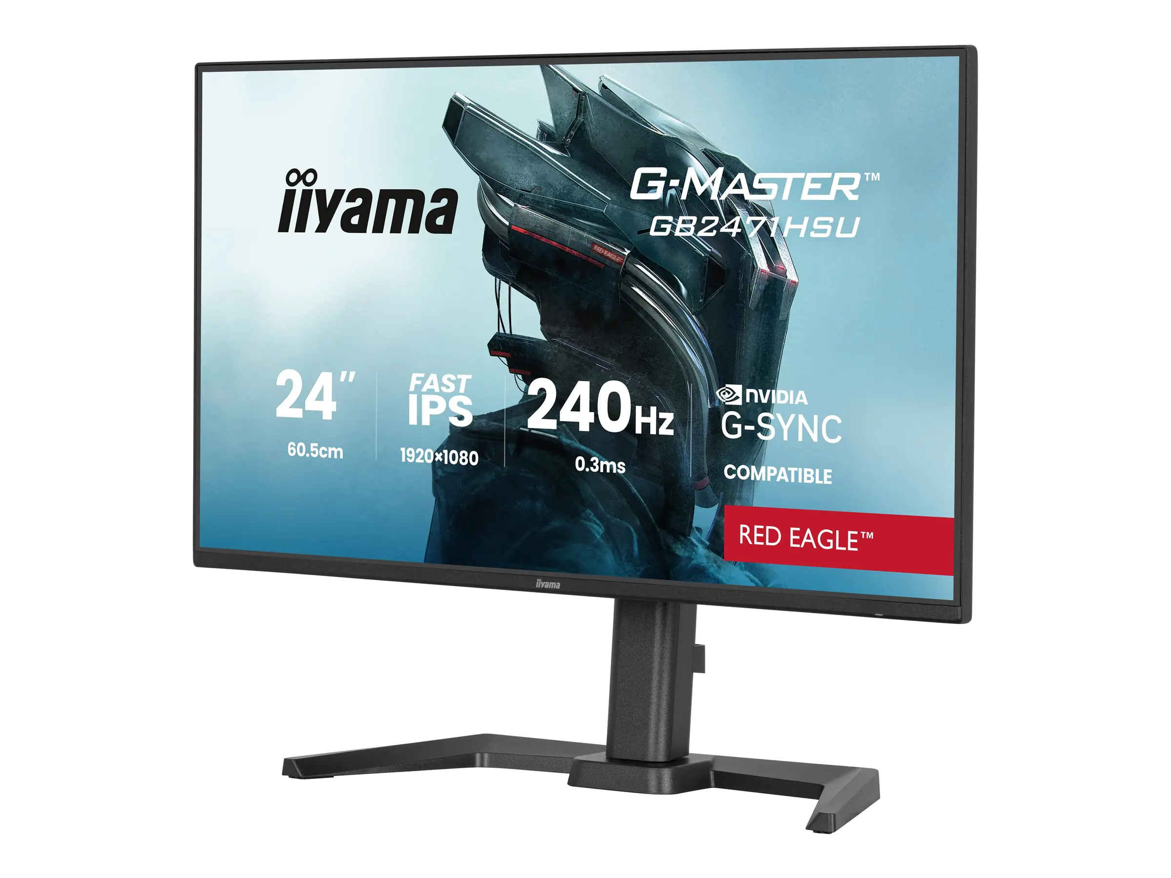 Iiyama G-MASTER Red Eagle GB2471HSU-B1 - LED-Monitor - Gaming - 60.5 cm (24") - 1920 x 1080 Full HD (1080p) @ 240 Hz - Fast IPS - 350 cd/m² - 1000:1 - 0.3 ms - HDMI, DisplayPort - Lautsprecher - Schwarz, Matte