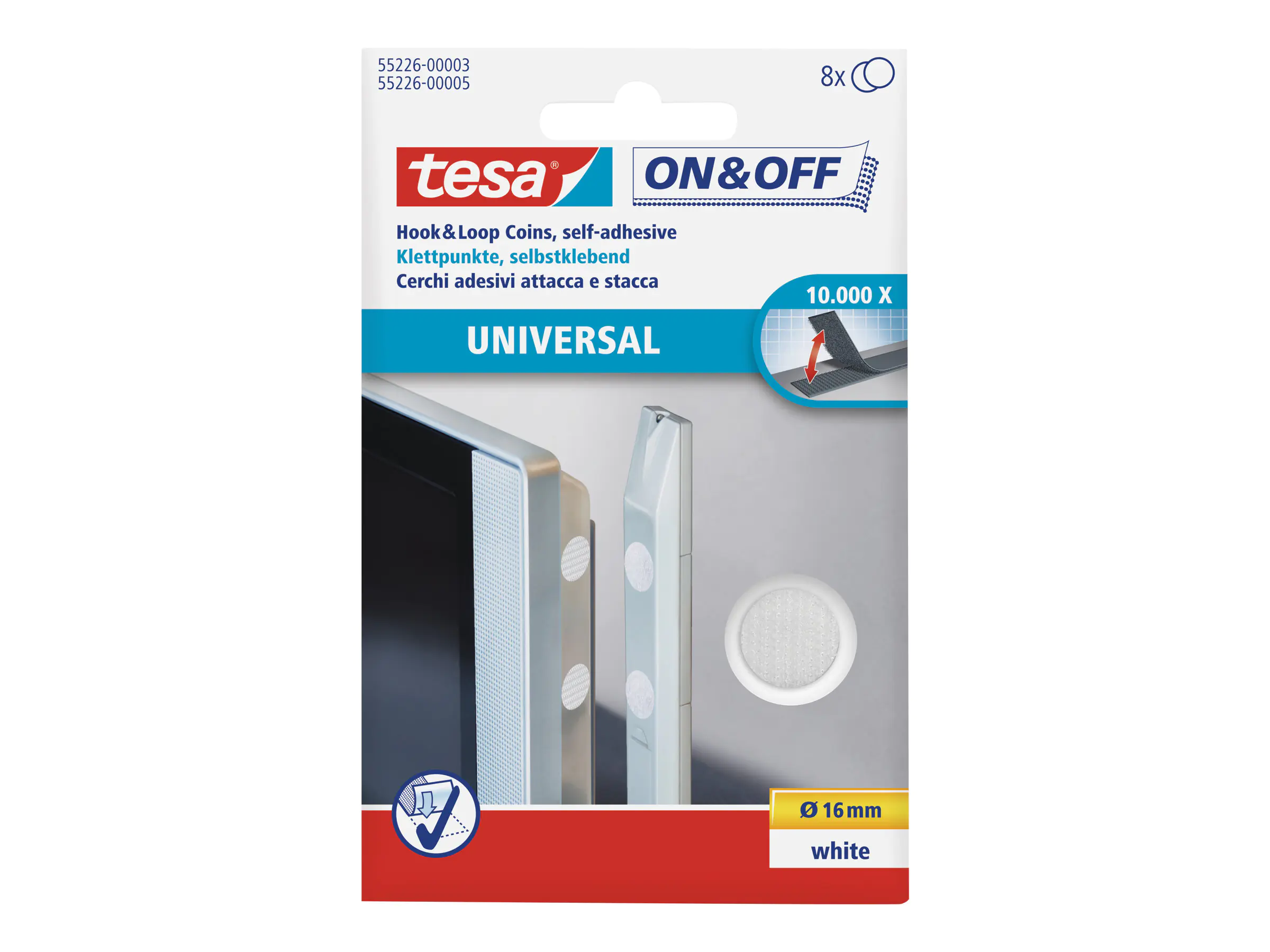 tesa Klettpunkte On & Off 55226-00003 weiß 8 St./Pack.