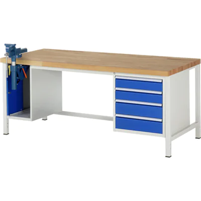 RAU Werkbank 8000 2.000 x 840-1.040 x 900 mm (B x H x T) enzianblau lichtgrau