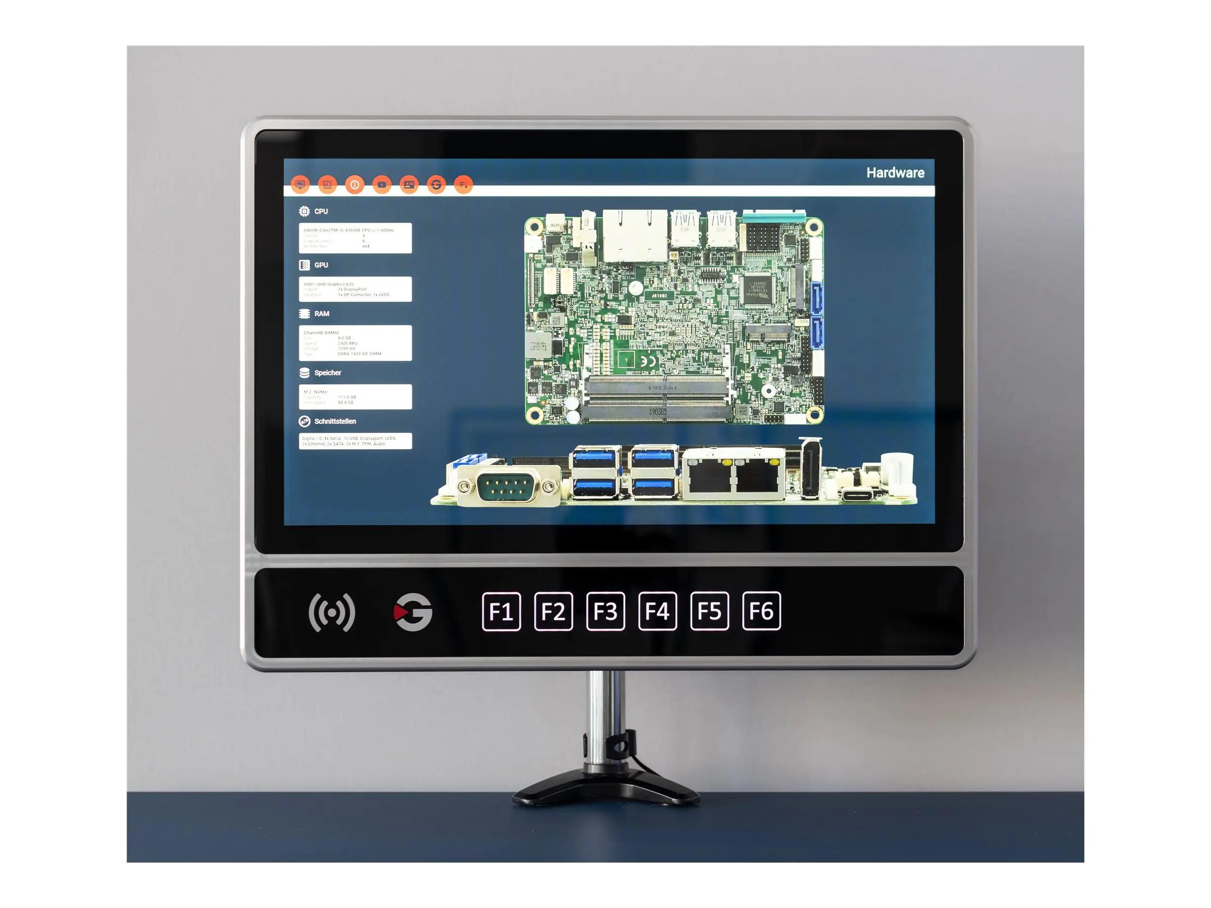 Gett InduSmart Panel PC BlackLine - All-in-One (Komplettlösung) - Core i5 1.6 GHz - RAM 8 GB - SSD 128 GB - NFC - Win 10 Pro - Monitor: LED 54.6 cm (21.5") 1920 x 1080 (Full HD) Touchscreen - Schwarz Gett InduSmart Panel PC BlackLine - All-in-One (Komplettlösung) - Core i5 1.6 GHz - RAM 8 GB - SSD 128 GB - NFC - Win 10 Pro - Monitor: LED 54.6 cm (21.5") 1920 x 1080 (Full HD) Touchscreen - Schwarz