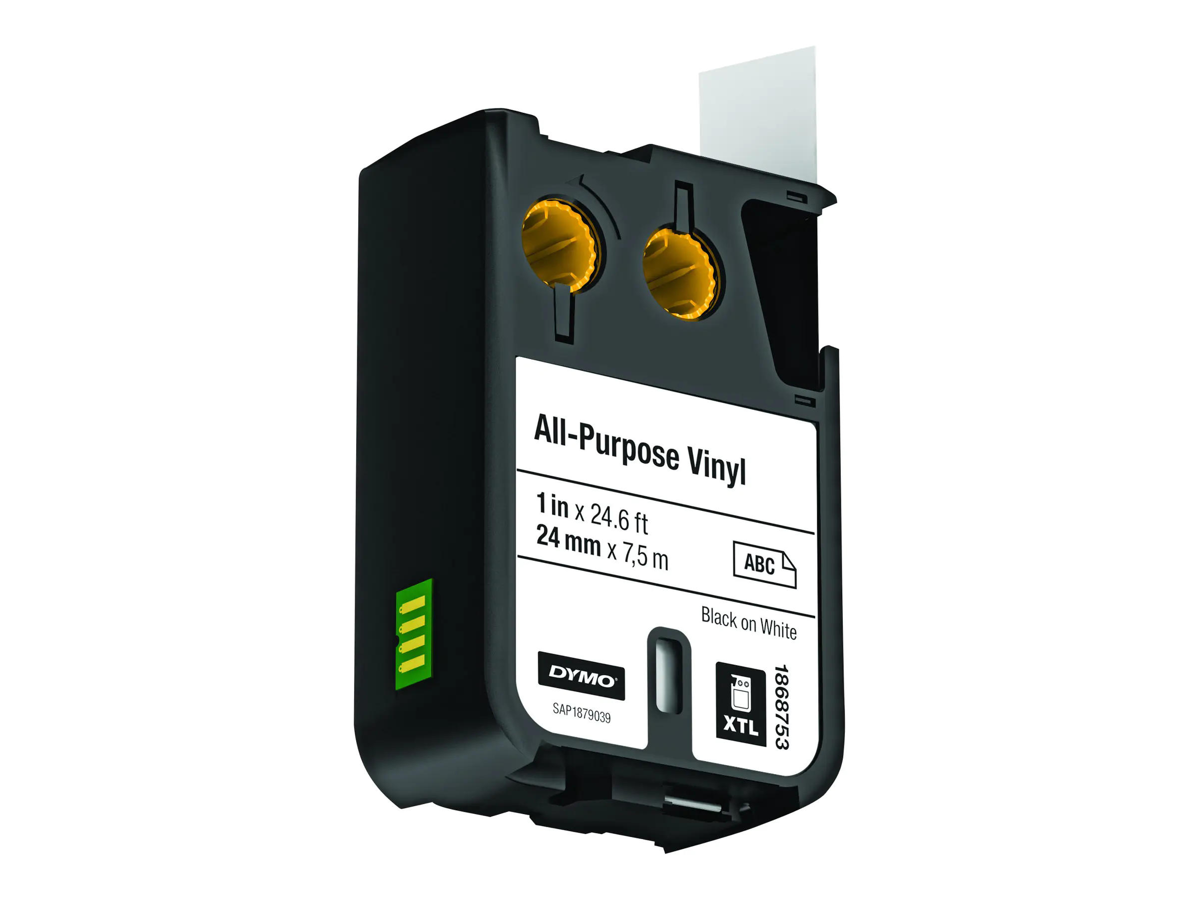 Dymo Etikettenband 1868753 24 mm 7 m schwarz auf weiß Vinyl