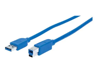 IC Intracom Manhattan USB-A to USB-B Cable, 1m, Male to Male, Blue, 5 Gbps (USB 3.2 Gen1 aka USB
