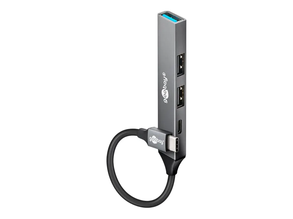 Goobay Slim 4-Port USB-C Hub 4 porte lysegra