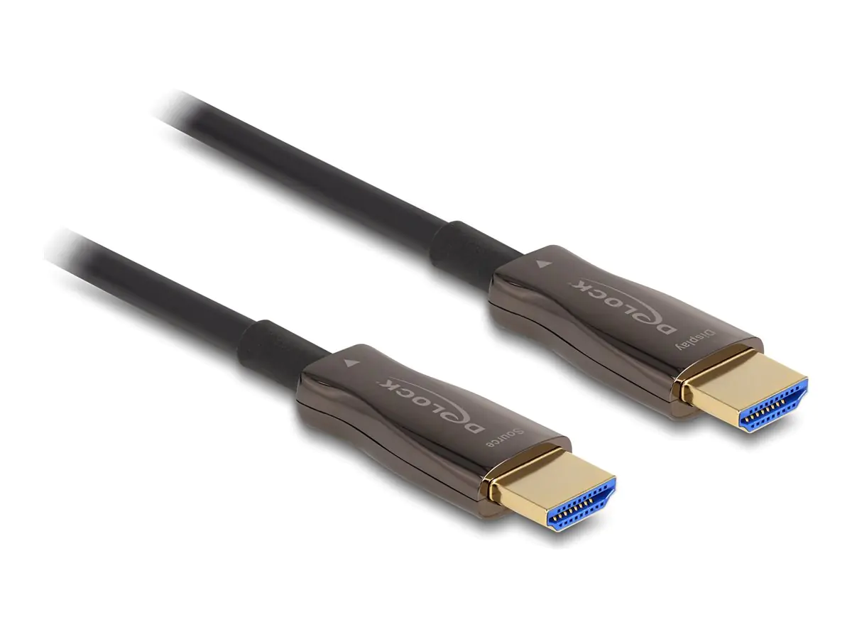 Delock - High Speed - HDMI-Kabel - HDMI männlich zu HDMI männlich - 20 m - Hybrid Kupfer/Kohlefaser - Schwarz - Active Optical Cable (AOC), unterstützt 8K 60 Hz (7680 x 4320), Metallarmierung, bis zu 48 Gbps Datentransferrate
