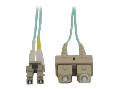 Eaton Tripp Lite Series 10Gb Duplex Multimode 50/125 OM3 LSZH Fiber Patch Cable (LC/SC) - Aqua, 5M (16 ft.) - Patch-Kabel - SC multi-mode (M) zu LC Multi-Mode (M) - 5 m - Glasfaser - Duplex - 50/125 Mikrometer - OM3 - Aqua Blue