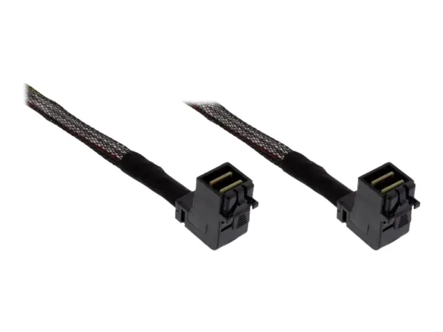 InLine - Internes SAS-Kabel - mit Sidebands - SAS 6Gbit/s - gerade durchgeführt - 4-Lane - 4x Mini SAS HD (SFF-8643) bis 4x Mini SAS HD (SFF-8643) - 1 m - eingerastet, links-gewinkelter Stecker, rechts-gewinkelter Stecker - Schwarz
