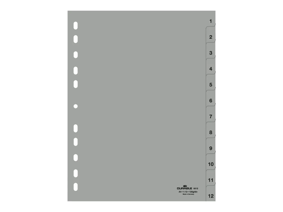 DURABLE Ordnerregister 651210 für A4 1-12 12tlg geprägte Taben