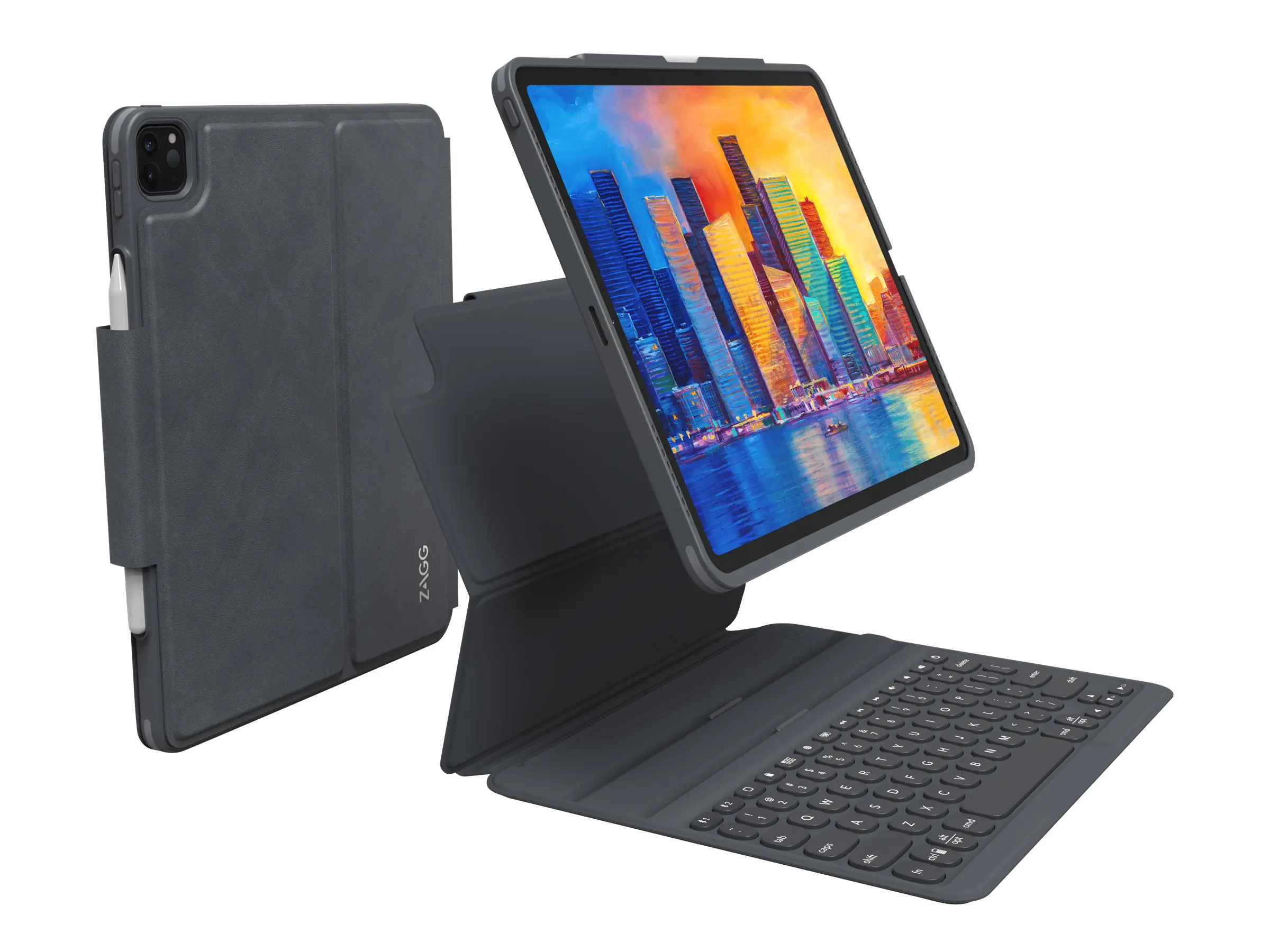 ZAGG Pro Keys - Tastatur und Foliohülle - hintergrundbeleuchtet - Bluetooth - Deutsch - Schwarz/Grau Tastatur, Schwarz/Grau Gehäuse - für Apple 11-inch iPad Pro (1. Generation, 2. Generation, 3. Generation) 103407979