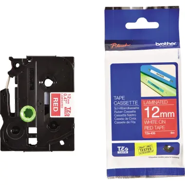 Brother TZe-435 - Weiß auf Rot - Rolle (1,2 cm x 8 m) 1 Kassette(n) laminiertes Band - für Brother PT-D210, D600, E115, H110, H200; P-Touch PT-1005, H107; P-Touch Cube Plus PT-P710 Brother TZe-435 - Weiß auf Rot - Rolle (1,2 cm x 8 m) 1 Kassette(n) laminiertes Band - für Brother PT-D210, D600, E115, H110, H200; P-Touch PT-1005, H107; P-Touch Cube Plus PT-P710