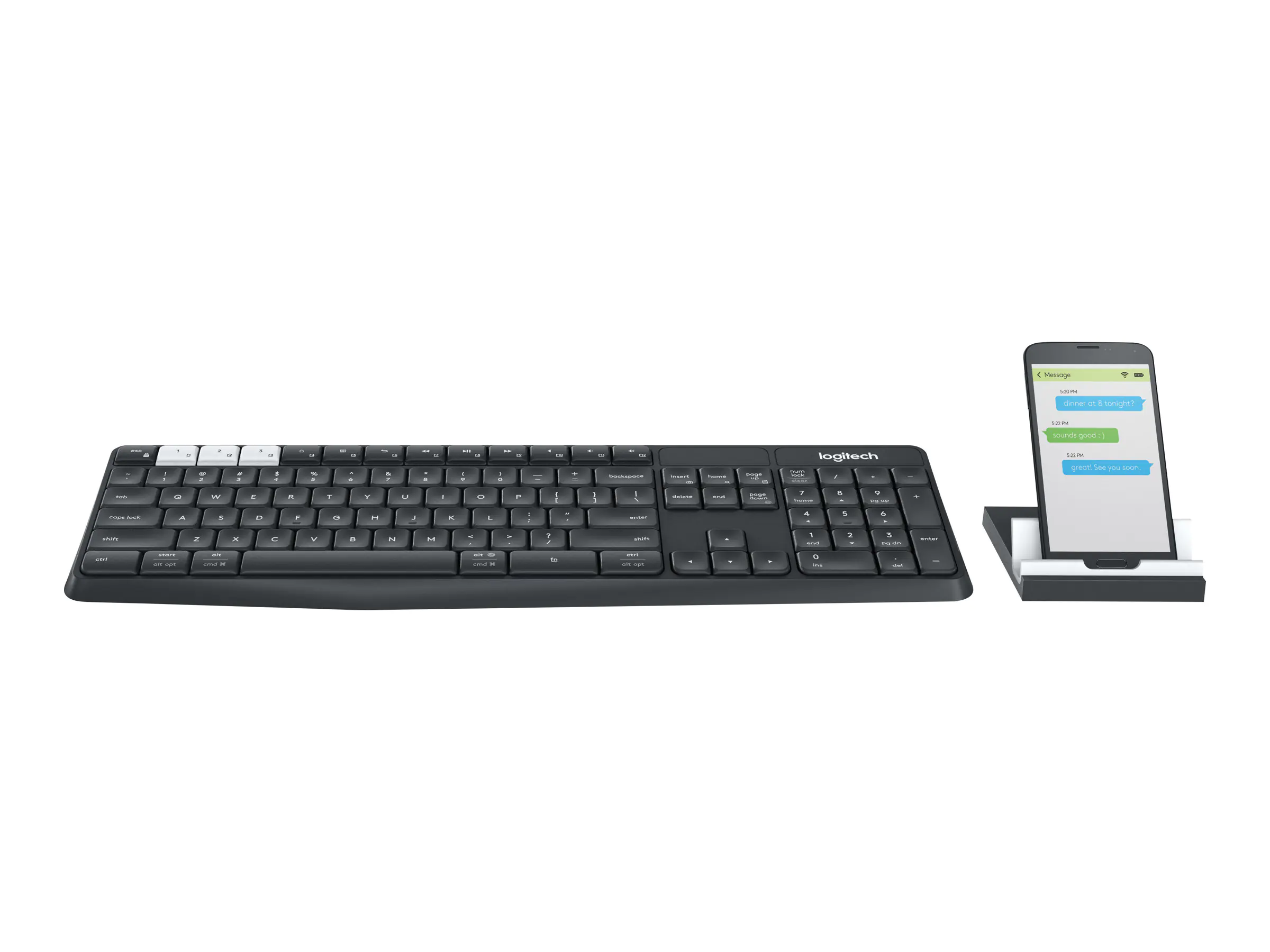 Logitech K375s Multi-Device - Tastatur - Bluetooth, 2.4 GHz - QWERTZ - Deutsch - Graphite, Off-White Logitech K375s Multi-Device - Tastatur - Bluetooth, 2.4 GHz - QWERTZ - Deutsch - Graphite, Off-White