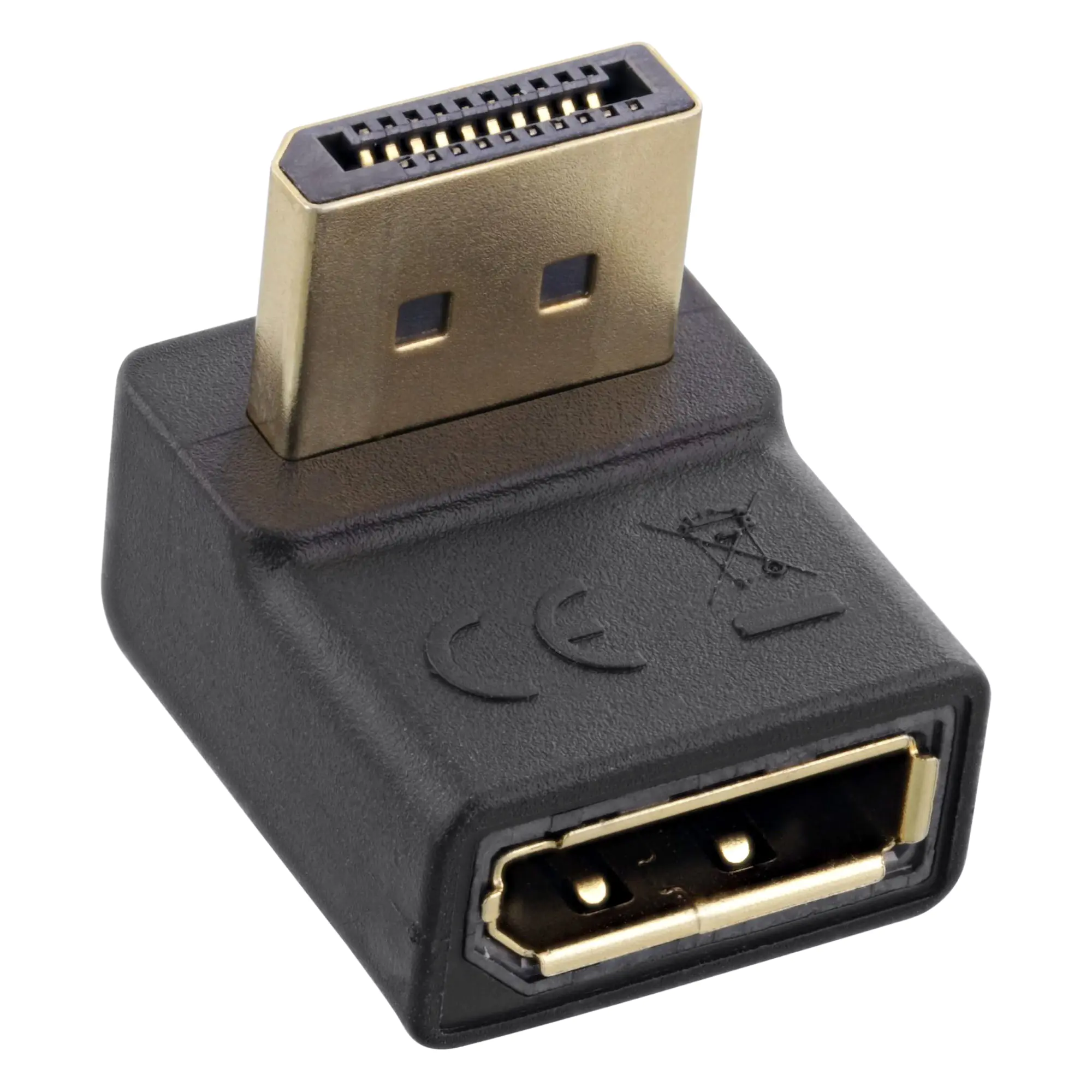 InLine - DisplayPort-Adapter - DisplayPort (M) nach oben gewinkelt zu DisplayPort (W) gerade - DisplayPort 1.2 - gewinkelt, 4K Unterstützung - Schwarz