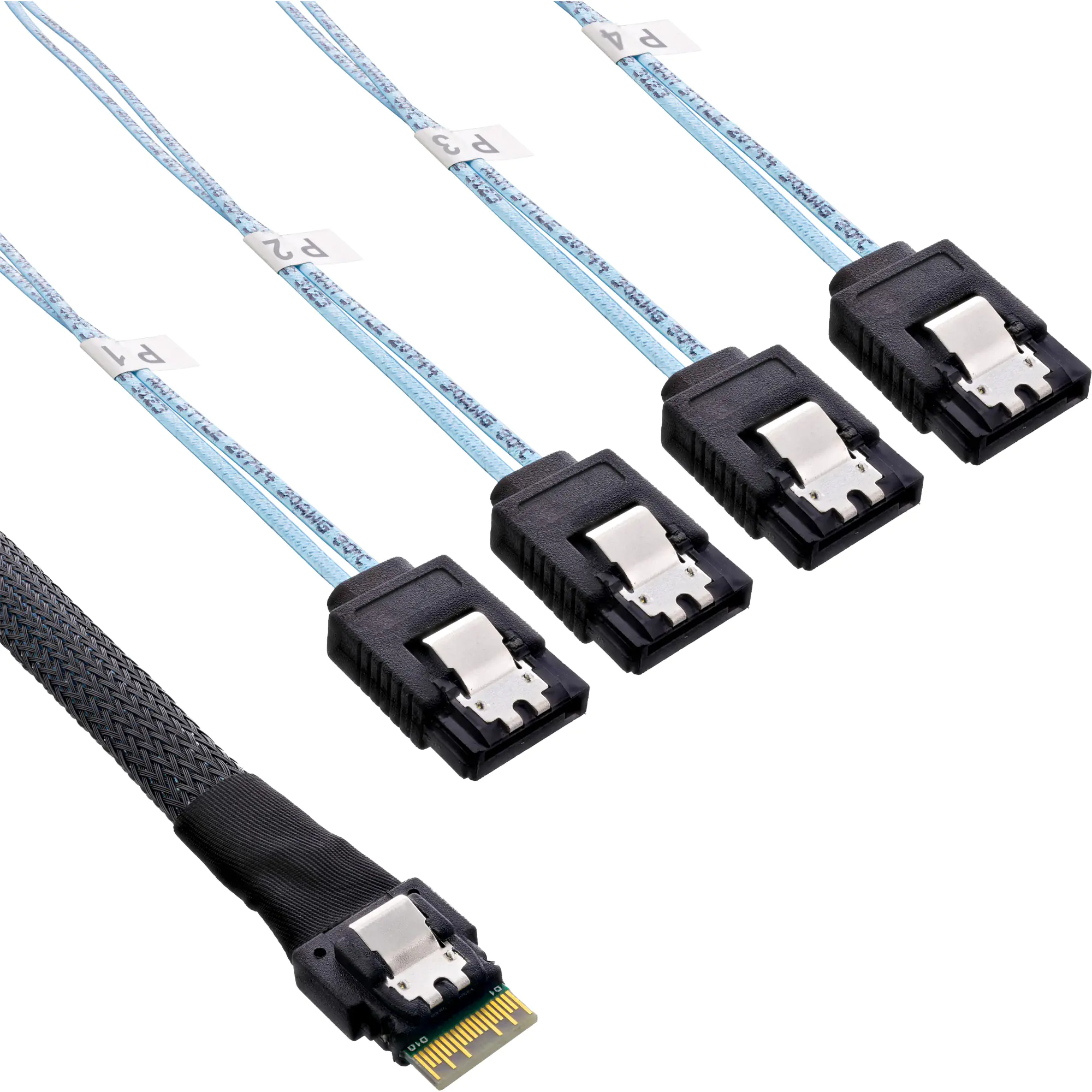 InLine - Internes SAS-Kabel - SAS 12Gbit/s - 4i Slim SAS (S) Verriegelung zu SATA (S) Verriegelung - 1 m - Schwarz
