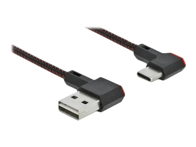 Delock Easy - USB-Kabel - USB (M) links/rechts abgewinkelt, umkehrbar zu 24 pin USB-C (M) links/rechts abgewinkelt, umkehrbar - 50 cm - Schwarz