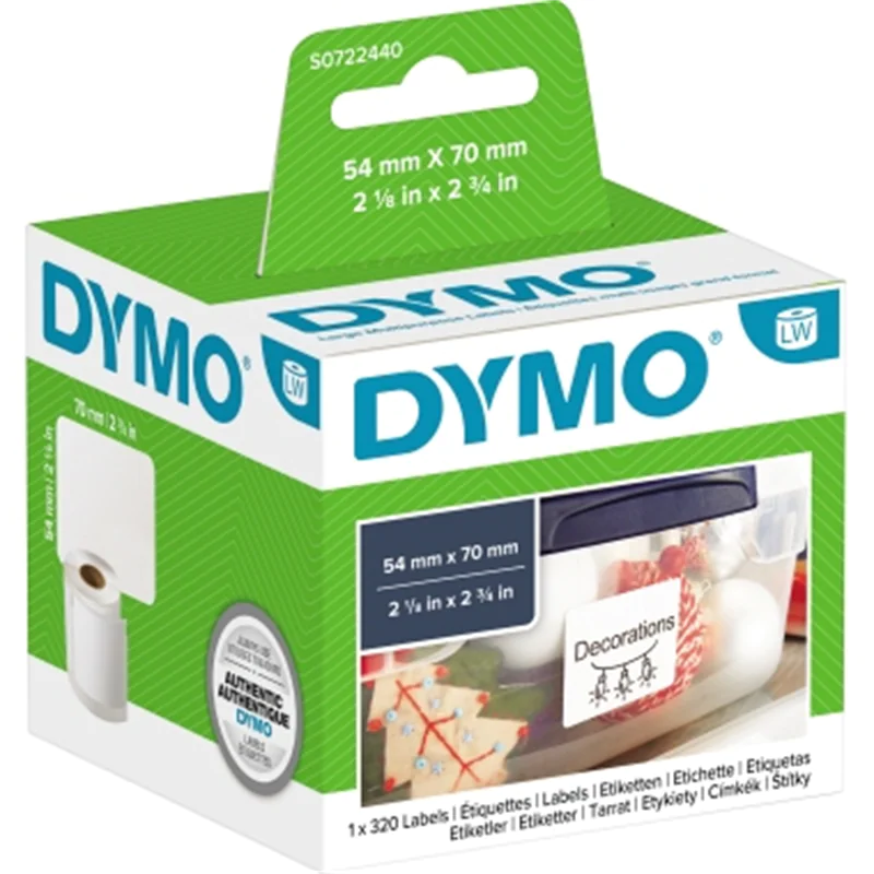 Dymo LabelWriter MultiPurpose - Papier - permanenter Klebstoff - weiß - 54 x 70 mm 320 Etikett(en) (1 Rolle(n) S0722440