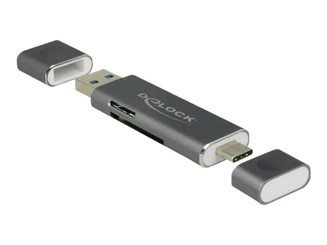 DeLOCK USB Type-C / USB 3.1 Gen 1 Type-A > SD / MMC + Micro SD - Kartenleser (Multi-Format) - USB 3.1 Gen 1 / USB-C