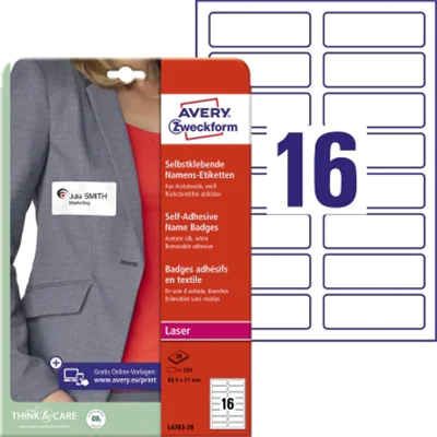 Avery Zweckform Namensetikett L4783-20 88,9x31mm ws 320 St./Pack. Avery Zweckform Namensetikett L4783-20 88,9x31mm ws 320 St./Pack.