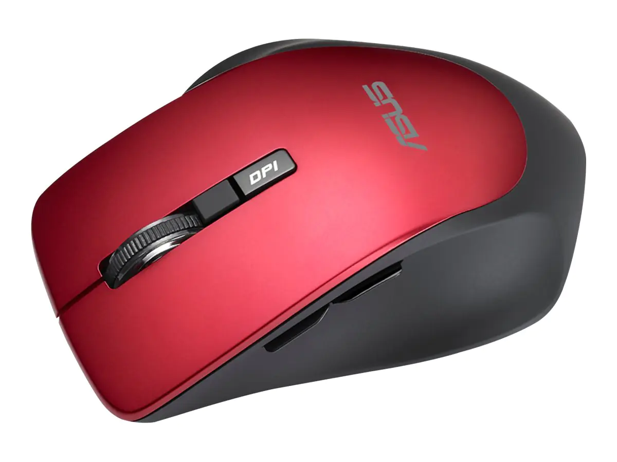 ASUS WT425 - Maus - Für Rechtshänder - optisch - 6 Tasten - kabellos - 2.4 GHz - kabelloser Empfänger (USB) - dunkelrubinrot - für 15; ROG Strix G15; ROG Zephyrus G14; TUF Gaming F15; F17; FX505; TUF505; ZenBook 13; 14