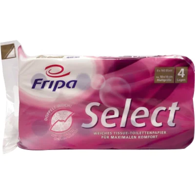 Fripa Toilettenpapier Select 1040801 4-lagig weiß 8 Rl./Pack. Fripa Toilettenpapier Select 1040801 4-lagig weiß 8 Rl./Pack.