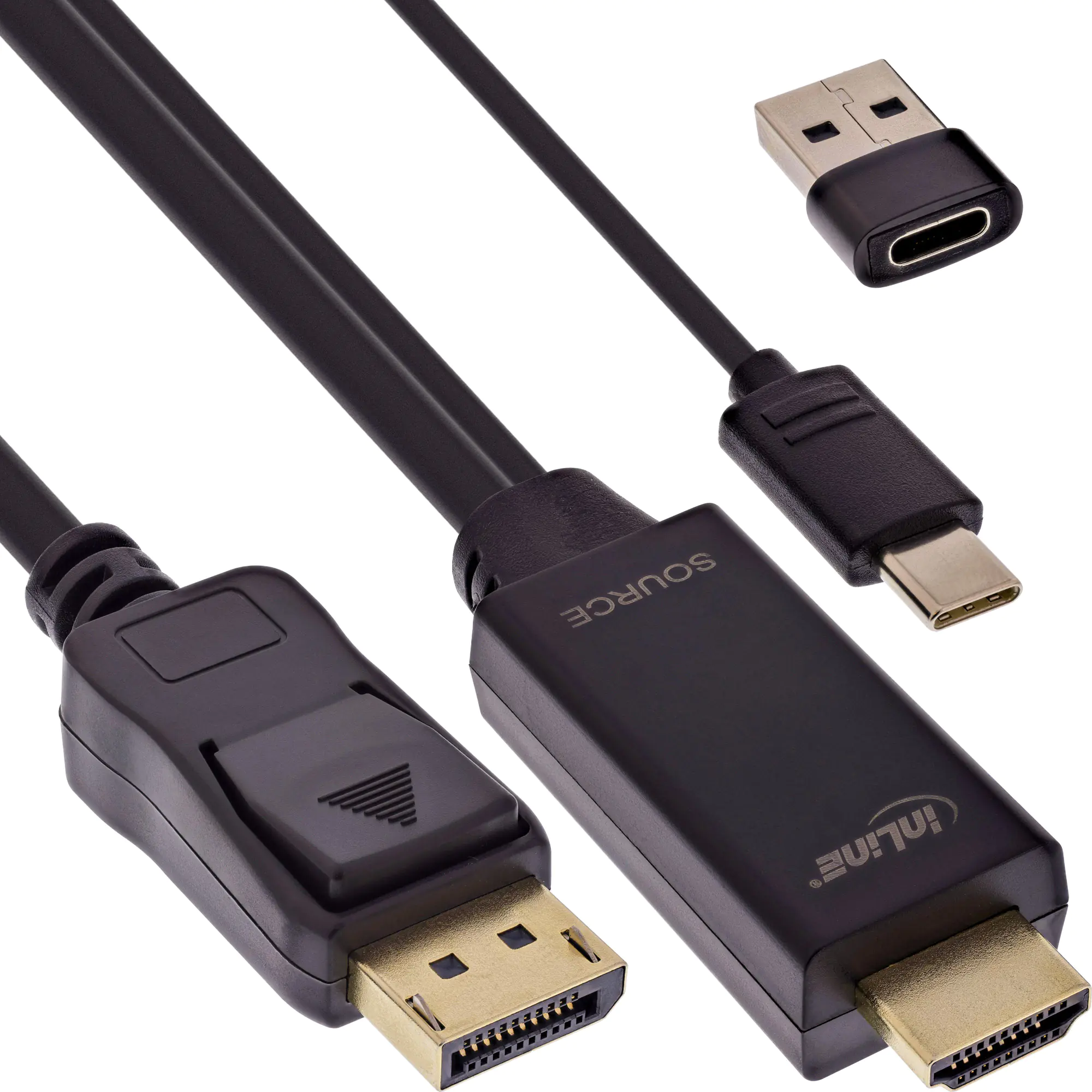 InLine HDMI zu DisplayPort Konverter Kabel - 4K60Hz - schwarz/gold - 1m