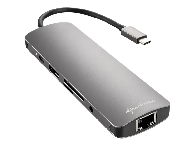 Sharkoon USB 3.0 Type C Combo Adapter - Dockingstation - USB-C - HDMI - 10Mb LAN