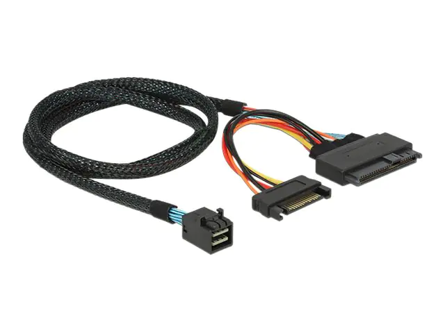 Delock - Internes SAS-Kabel - SFF-8643 (M) bis SATA-Stromstecker, U.2 (SFF-8639) - 75 cm - Schwarz