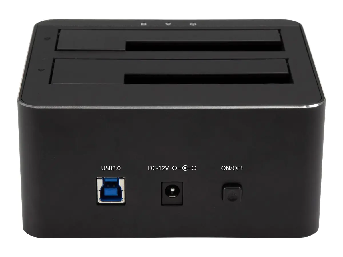 StarTech Dual Bay SATA HDD Docking Station - for 2 x 2.5 / 3.5" SATA SSD / HDD - Hot Swap - Hard Drive Docking Station - SSD Dock - HDD-Dockingstation Schächte: 2 - 2.5", 3.5" (6.4 cm, 8.9 cm) - SATA 6Gb/s - 600 MBps - USB 3.0 - Schwarz - für P/N: SV