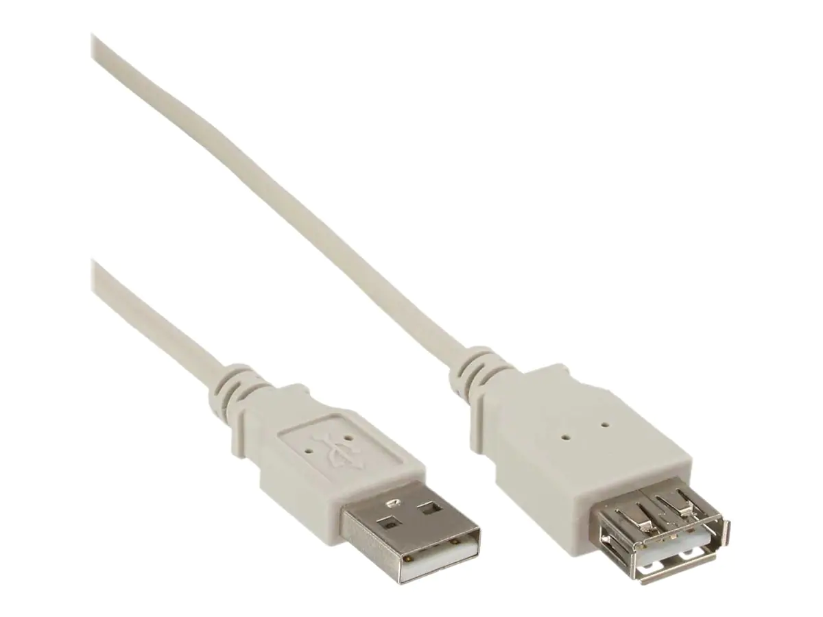 InLine - USB-Verlängerungskabel - USB (M) zu USB (W) - USB 2.0 - 2 m - beige/grau