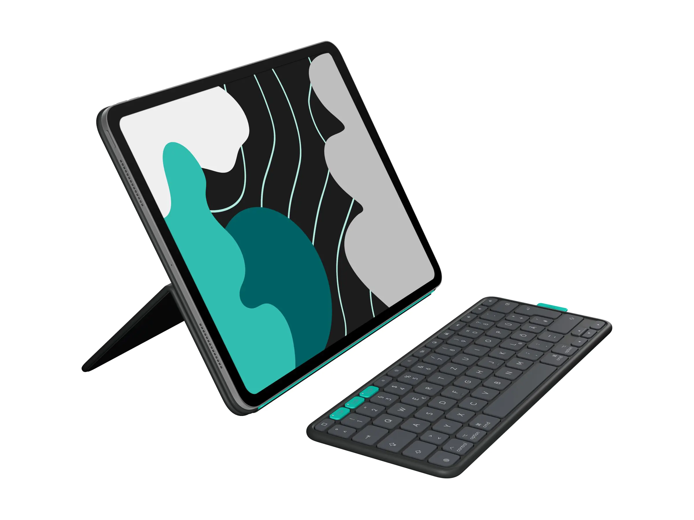 Logitech Flip Folio - Tastatur und Foliohülle - full size - kabellos - Bluetooth 5.1 LE - QWERTZ - Deutsch - Graphite