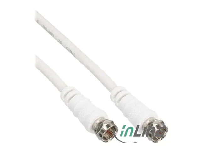 InLine - HF-Kabel - F-Stecker männlich zu F-Stecker männlich - 1 m - doppelt abgeschirmtes Koaxialkabel - weiß