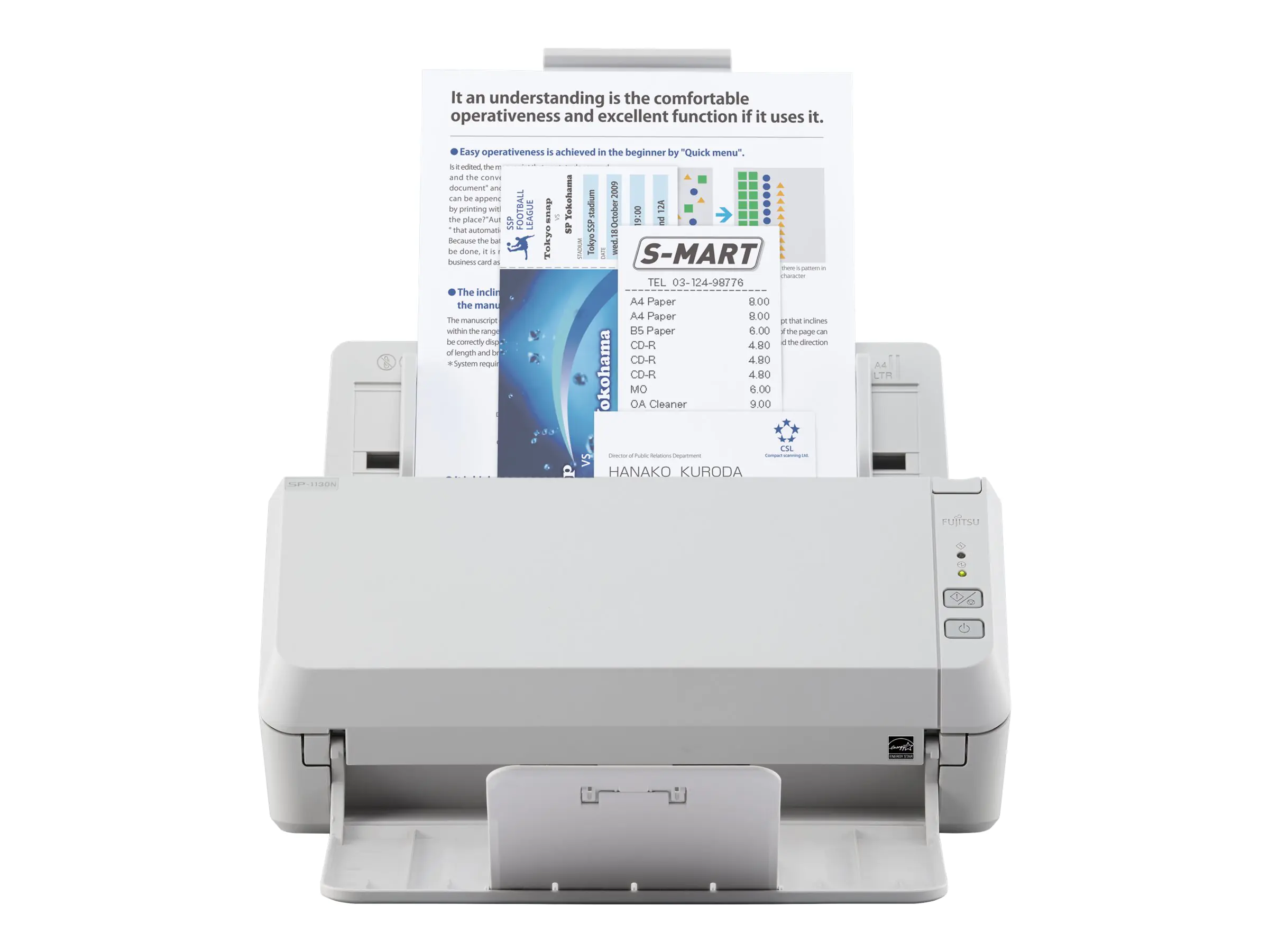 Fujitsu SP-1130N - Dokumentenscanner - Dual CIS - Duplex - 216 x 355.6 mm - 600 dpi x 600 dpi - bis zu 30 Seiten/Min. (einfarbig) / bis zu 30 Seiten/Min. (Farbe) - automatischer Dokumenteneinzug (50 Blätter) - bis zu 4500 Scanvorgänge/Tag - Gigabit LAN, U Fujitsu SP-1130N - Dokumentenscanner - Dual CIS - Duplex - 216 x 355.6 mm - 600 dpi x 600 dpi - bis zu 30 Seiten/Min. (einfarbig) / bis zu 30 Seiten/Min. (Farbe) - automatischer Dokumenteneinzug (50 Blätter) - bis zu 4500 Scanvorgänge/Tag - Gigabit LAN, U