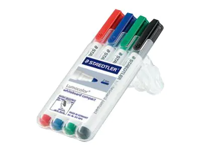 STAEDTLER Lumocolor compact - Marker - Schwarz, Rot, Blau, Grün - 1-2 mm (Packung mit 4) 341 WP4