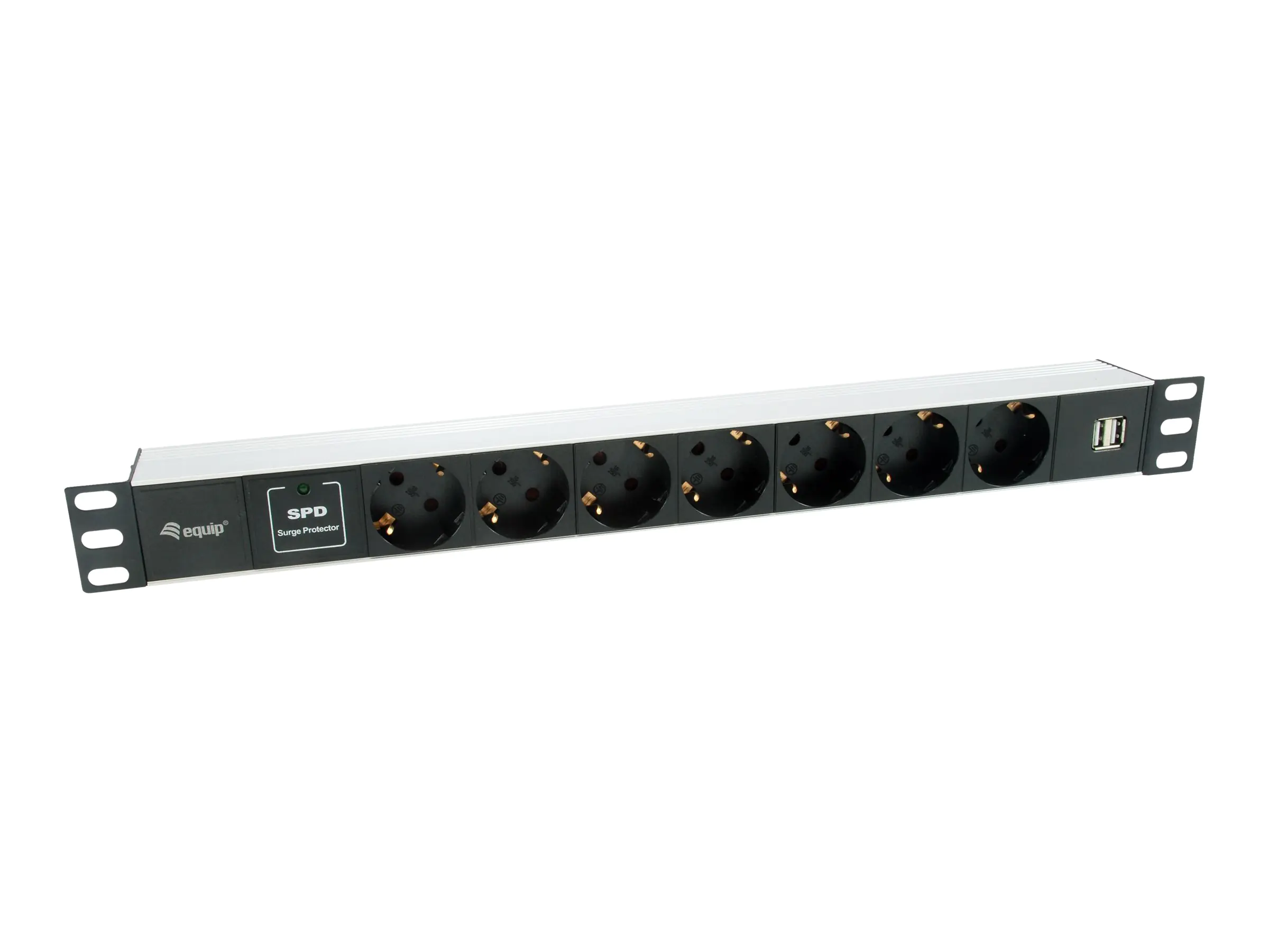 Equip Pro - Stromverteilungseinheit (Rack - einbaufähig) - Wechselstrom 220-240 V - 3500 Watt - Eingabe, Eingang power CEE 7/7 - Ausgangsanschlüsse: 7 (power CEE 7/7, 2 x USB) 333315