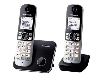 Panasonic KX-TG6812 - Schnurlostelefon mit Rufnummernanzeige - DECTGAP - Schwarz + zusätzliches Handset